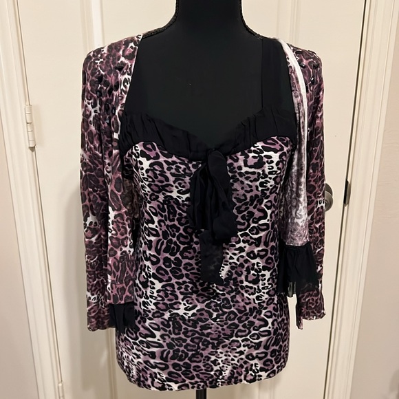 Vintage Bebe leopard print embellished twin set - Picture 7 of 8